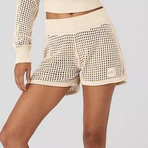 ALO Open Knit Shorts Beige